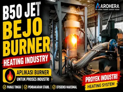 B50 Jet Bejo Burner menyala stabil pada sistem heating industry, digunakan untuk proses pemanas industri dan proyek EPC dengan suhu tinggi (1)