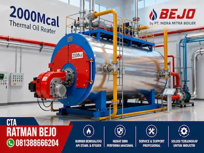 BEJO Thermal Oil Heater 2000000 kcal per hour dengan burner industri untuk proses pemanasan manufaktur oleh PT Indira Mitra Boiler