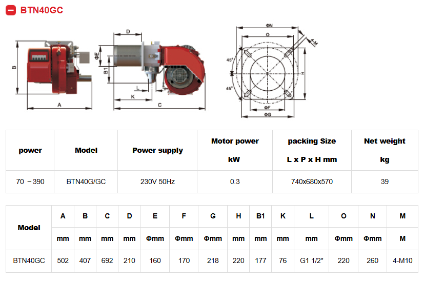 Bejo BTN400GC Modulating Burner untuk Rotary Dryer