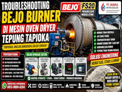 Troubleshooting BEJO Burner di Mesin Oven Dryer Tepung Tapioka | Penyebab Burner Tidak Stabil & Solusinya