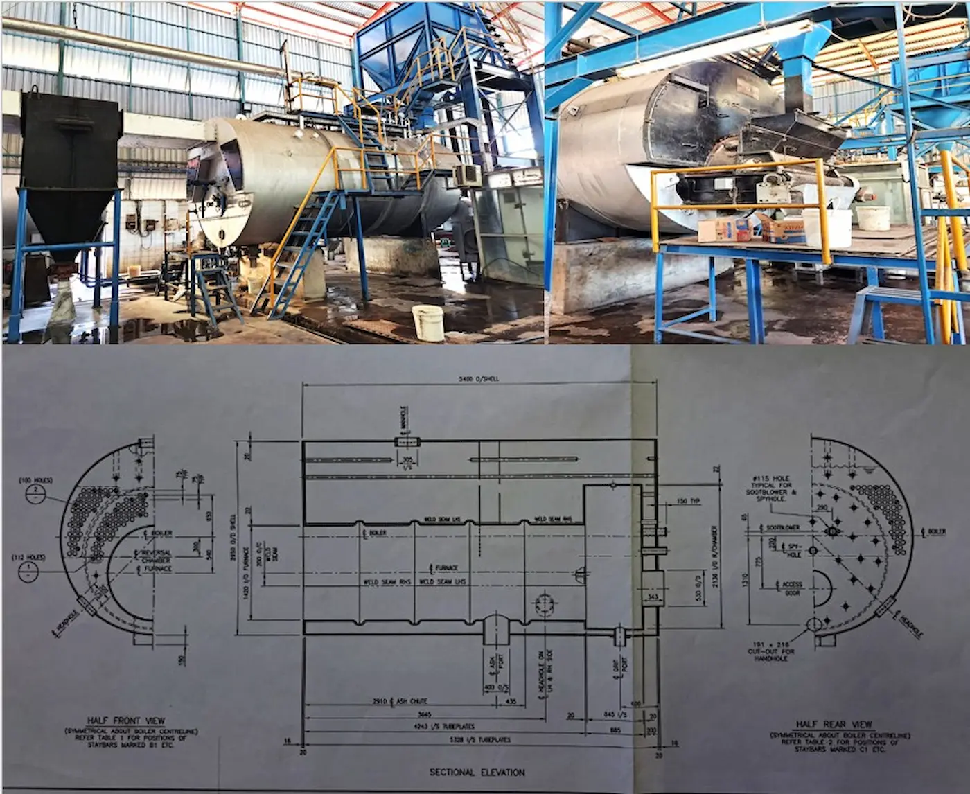 Fire Tube Boiler kapasitas 6,5 ton per jam berbahan bakar cangkang kelapa sawit yang akan dimodifikasi menjadi gas burner industri"