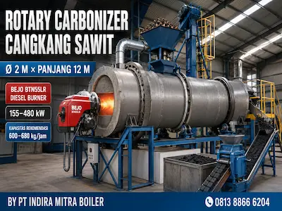 Jet Burner Eclipse ThermJet TJ2000 untuk Rotary Dryer MPK kapasitas 4.000.000 kcal/jam dengan kontrol VFD dan modulating damper.